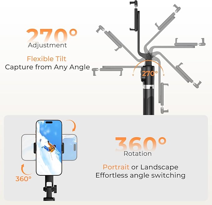 Sensyne Selfie Stick for Phone, Extendable Travel Tripod - Image 5