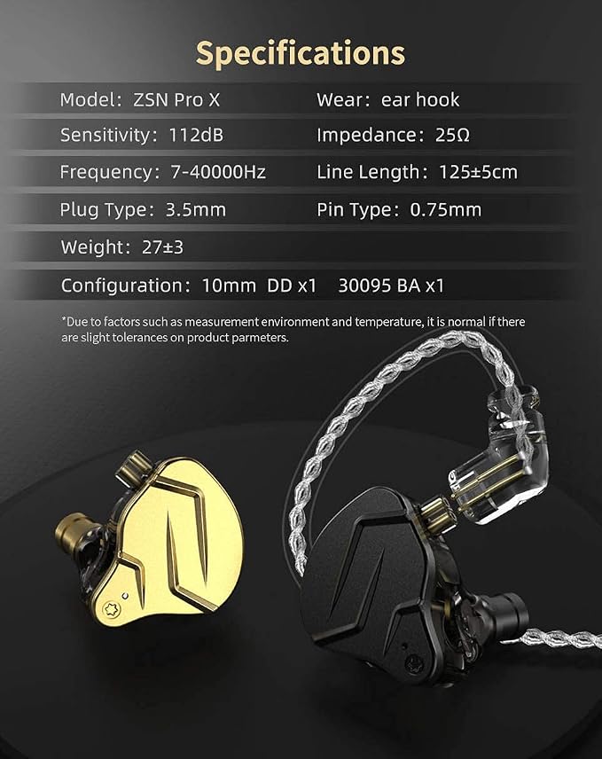 KZ ZSN PRO X IEM Earphones Dual Driver in Ear Monitor 1BA 1DD Wired Earphones - Image 9