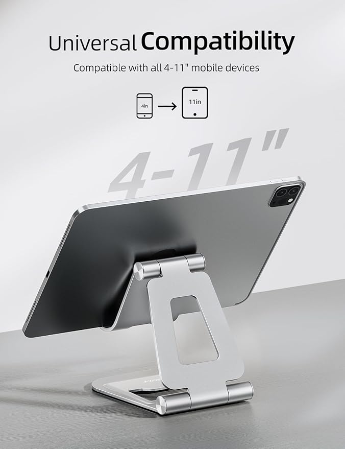 Nulaxy Aluminum Dual Foldable iPad Stand, Fully Adjustable Desktop Tablet Holder - Image 3
