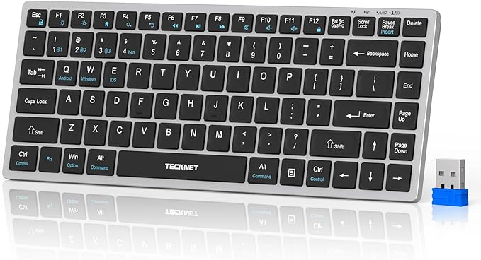 TECKNET Bluetooth Keyboard Rechargeable, 4-Device Wireless Keyboard, Ultra-Slim by Tecknet