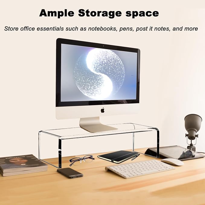 Clear Acrylic Monitor Stand Riser 20", Laptop Keyboard Cover cat Proof - Image 6