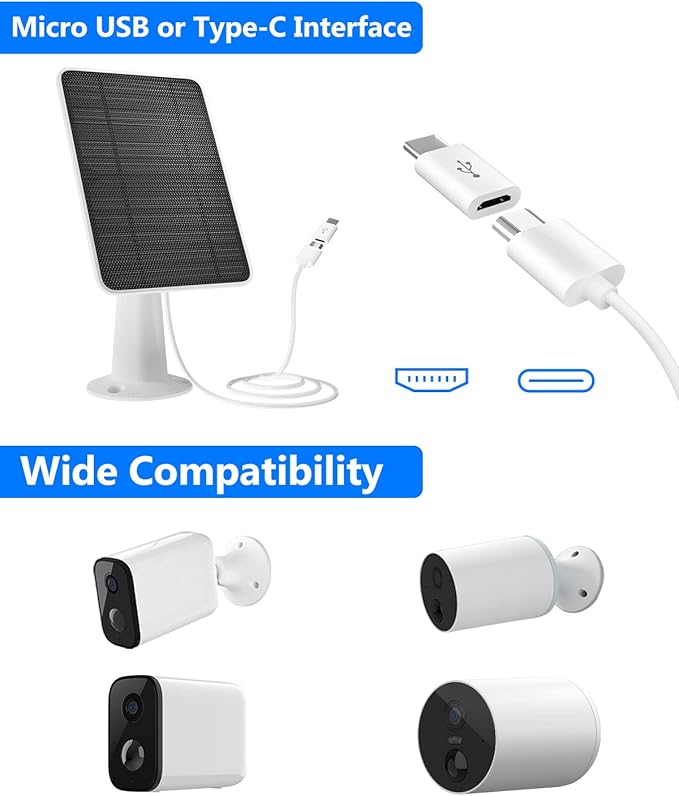 Solar Panel for Security Camera, 5W USB Solar Panel for DC 5V Security Camera - Image 4