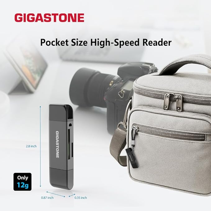 GIGASTONE SD Card Reader, 5-in-1 USB-A/USB-C Card Reader, Dual Slot - Image 6