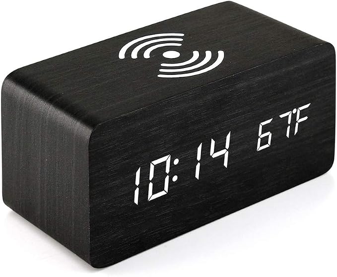 OCT17 Alarm Clock with Qi Wireless Charging Pad Compatible with iPhone Samsung by OCT17