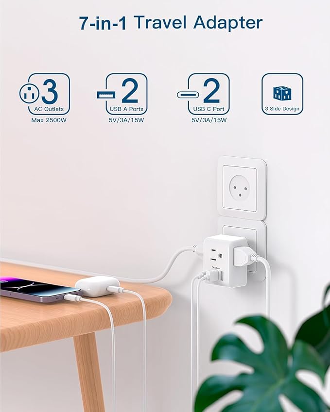 2 Pack Israel Power Adapter, One Beat Israel Travel Plug Adapter - Image 7