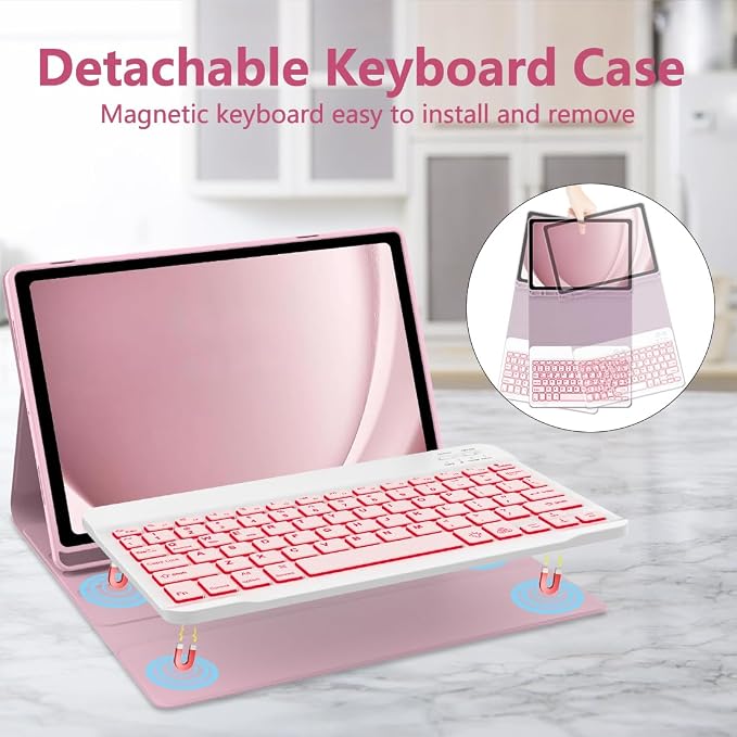 Galaxy Tab A9 Plus Case with Keyboard 5G 11 Inch 2023, 7 Color Backlit - Image 6
