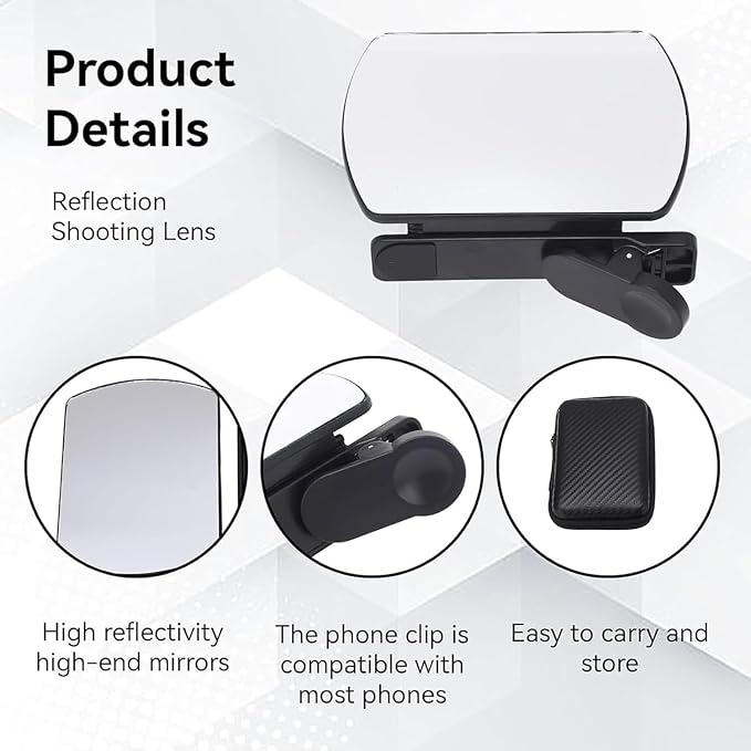 Smartphone Camera Mirror Reflection Clip Kit, Adjustable HD Glass Mirror Effect - Image 7