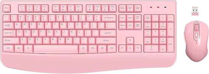 Wireless Keyboard and Mouse Combo, EDJO 2.4G Full-Sized Ergonomic Computer by EDJO