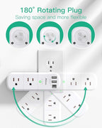 Surge Protector USB Outlet Extender, 6 AC Multi Plug Outlet and 3 USB Ports - Image 2