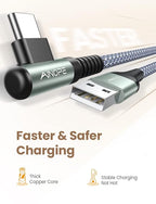 AINOPE USB C Cable 4-Pack 3.2A 90 Degree USB C Cable Packs, Nylon Braided - Image 4