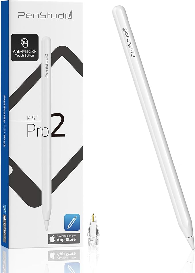 PS1-Pro2 Stylus Pen for Apple iPad 2018-2025｜Anti-Misclick Custom Shortcuts by Penstudio