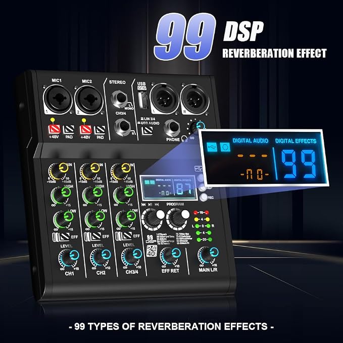 mw-4 black 4Channel Audio Mixer - Image 6