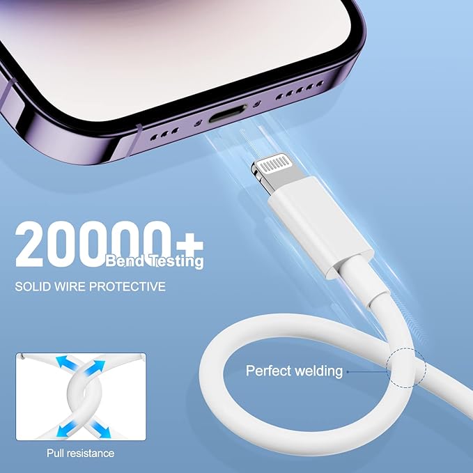 3Pack Long iPhone Charging Cable 10ft-Apple Lightning to USB Cable Wire - Image 6