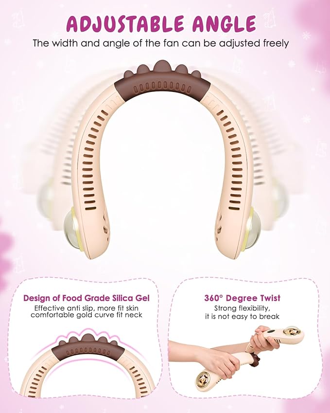 Neck Fan for Kids, Bladeless Portable Fan Rechargeable for 4-14Y Girls & Boys - Image 4