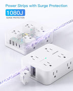 PD 30W USB C Power Strip Surge Protecor, HANYCONY 8 Outlets 4 USB, 1080J Desk - Image 5