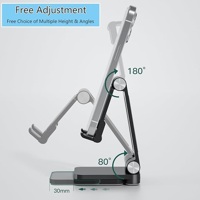 Folding Cell Phone Stand, Laptop Stand, Adjustable Height and Angle Foldable - Image 4