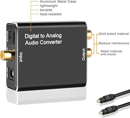 DA Converter Aluminum, 192KHz DAC Digital SPDIF Toslink to Analog Stereo Audio - Image 6