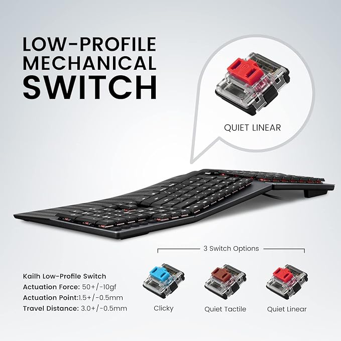 Perixx PERIBOARD-535RD Wired Ergonomic Mechanical Split Keyboard - Image 6
