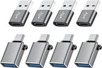 USB Type C Adapter 8 Pack, USB to USB C Adapter, USBC Type A Male Female OTG by BaseNew