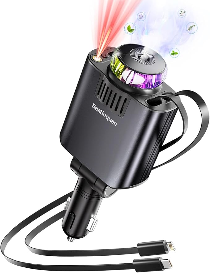 Retractable Car Charger with Air Freshener Diffuser & Star Lights by Beatinquen