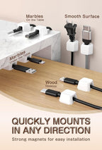 Maveek Magnetic Cable Clips, 5 Pack Square Cord Organizer - Image 2