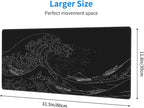 Japanese Sea Wave Large Mouse Pad, Anime Black Gaming, Extended Kanagawa Mat - Image 2