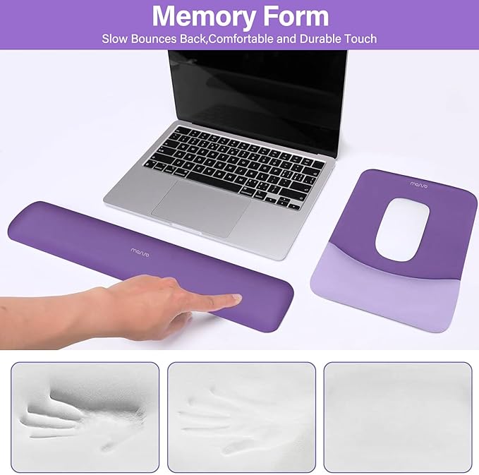 MOSISO Wrist Rest Support for Mouse Pad&Keyboard Set, Rectangular Ergonomic - Image 4