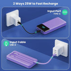 Portable Charger 40800mAh with 3 Built-in Cable, PD 25W USB C in&Out Power Bank - Image 6