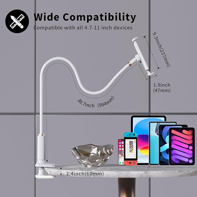 K-MT【38.7inch/98cm】 Tablet Phone Holder Table Desk Gooseneck Mount, Mount - Image 3