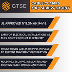 GTSE Black Nylon Plastic Cable Clamps, 3/16" Screw Mounts - Image 6
