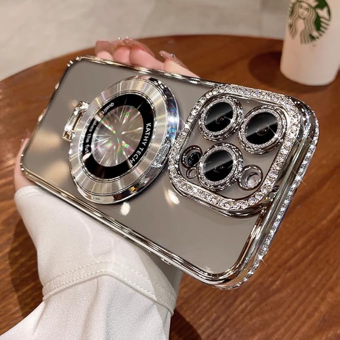 Magnetic Kickstand Case for IPhone 15 14 13 12 Pro Max Sparkling Diamond Cover - Image 3