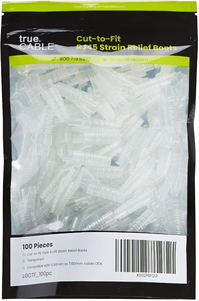 trueCABLE RJ45 Strain Relief Boots, Large 5.5 to 7.0mm Cut-to-Fit PVC Plug Cover - Image 2