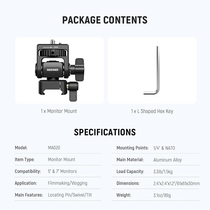 NEEWER Field Monitor Mount Monitor Holder - Image 9