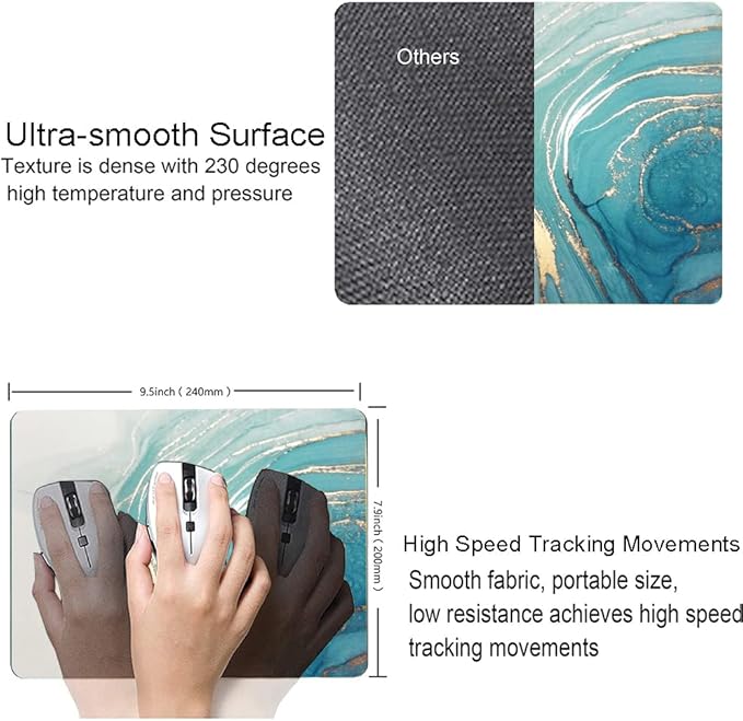 Mouse Pad, Marble Mouse Pad, Square Premium-Textured Mouse Mat Waterproof - Image 3
