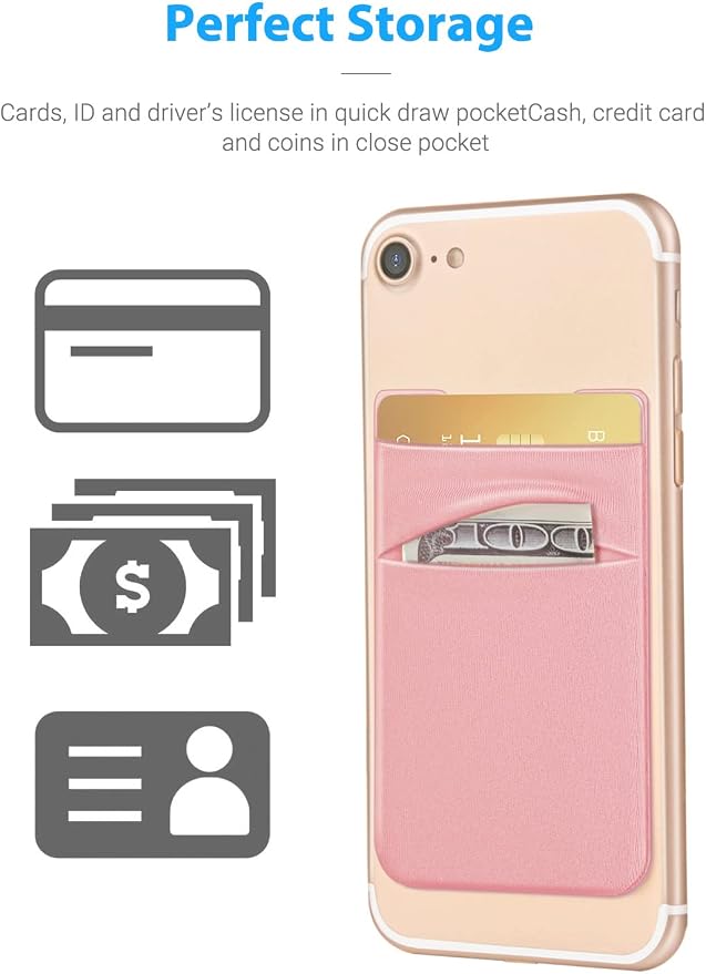 2 Pack Stick On Wallet Sleeve Cell Phone Dual Pocket Card Holder Double Pocket - Image 3
