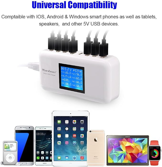 60W 8-Port USB Wall Charger, Tablet and Multiple Devices - Image 4