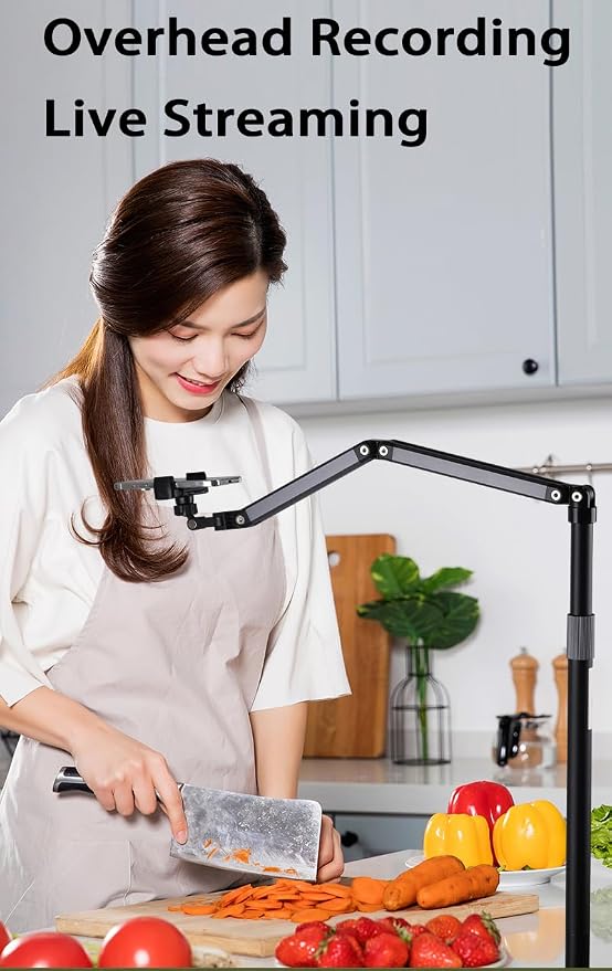 Phone Floor Stand for Recording Cell Phone Holder for Bed, Adjustable Tall Stand - Image 5
