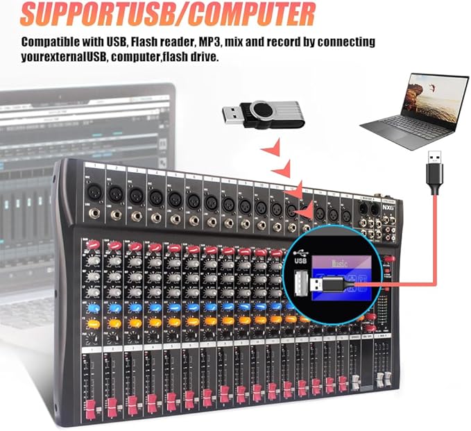 GX16 Professional 16 Channel Bluetooth Audio Mixing Console - Image 3