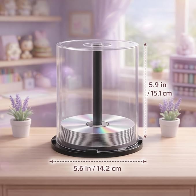Homoyoyo 2PCS Empty CD/DVD Cake Box Spindle, Empty Plastic CD Cake Box Clear - Image 4