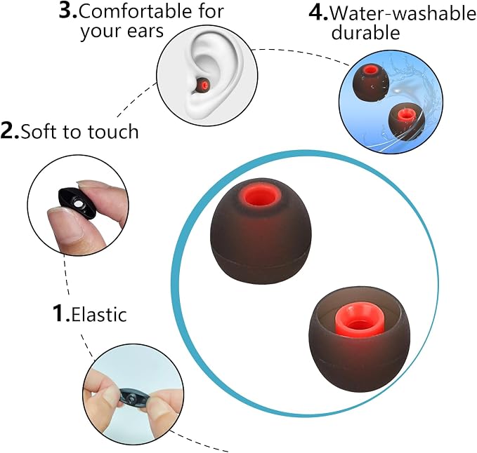Earbud Tips Ear Bud Tips Soft Anti Slip Washable and Reusable Silicone - Image 5