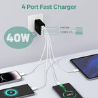 USB C Wall Charger, 40W 4-Port USB C Charger Block, Fast Charging Block Dual - Image 2