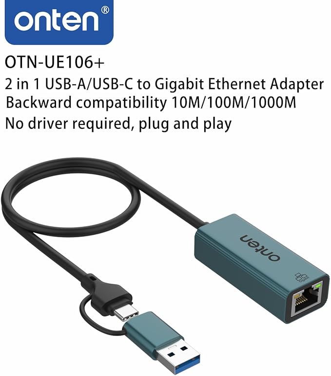 USB-A and USB-C to Ethernet Adapter, Driver Free RJ45 to USB C or USB A - Image 2