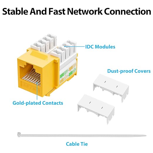 iwillink 10Gbps Cat6 Keystone Jack 10-Pack, 90-Degree Ethernet Coupler - Image 4