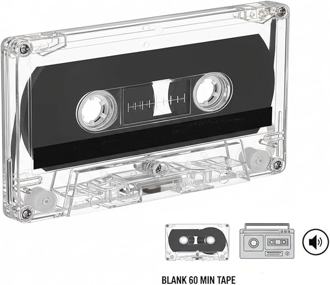 2 Pack Blank Cassette Tapes 60 Minutes Clear Audio Recording Tape - Image 5