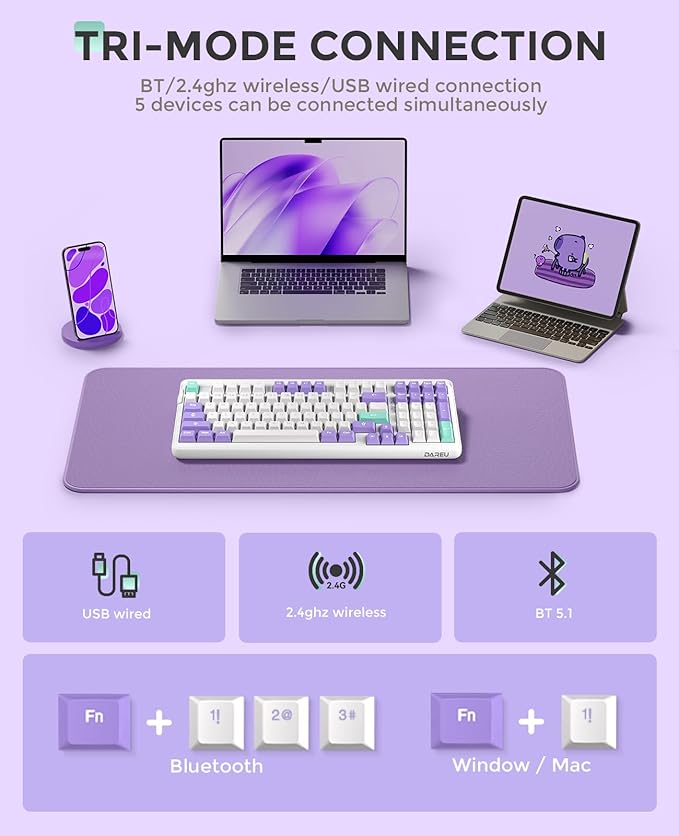 DAREU EK98pro Wireless Mechanical Keyboard, Gasket Hot Swappable Custom - Image 3