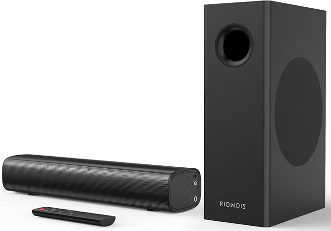 Sound Bars for Smart TV with Wired Subwoofer, 2.1 Deep Bass Small Soundbar Home by RIOWOIS