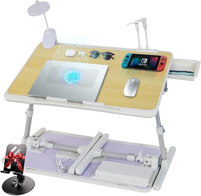 Laptop Lap Desk Include Cooling Fan, Adjustable Lap Desk by IXTRA