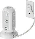 Surge Protector Power Strip Tower, TESSAN 5 FT Retractable Extension Cord by TESSAN