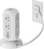 Surge Protector Power Strip Tower, TESSAN 5 FT Retractable Extension Cord by TESSAN