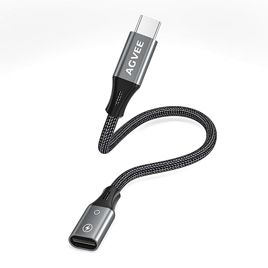 AGVEE 2 Pack 4 inch Lightning Female to USB C Male PD Adapter, 27W Fast Charger by AGVEE